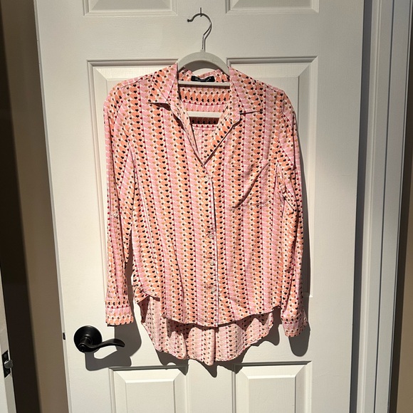 Velvet Heart. Heart Print Button Down Blouse. Size Small - Picture 1 of 6